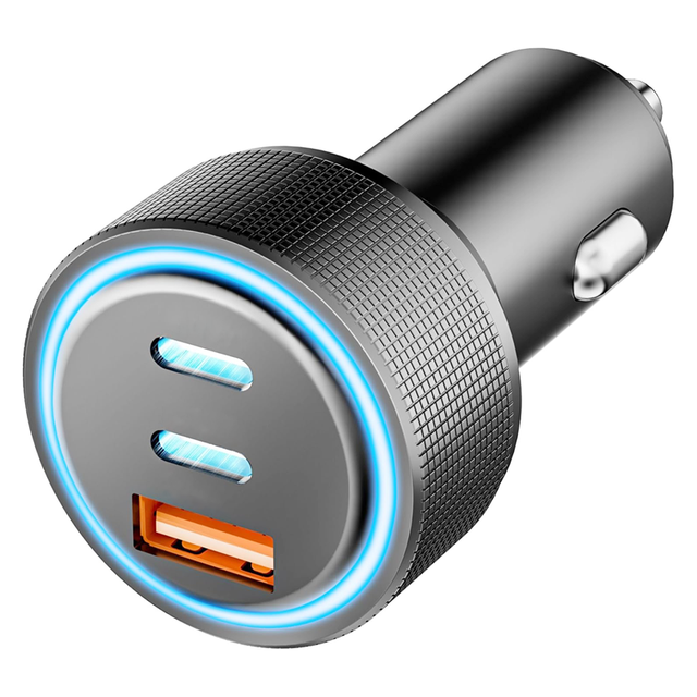 60W GaN PD Fast Car Charger LED Display Compact Portable Design 30W PD2.0 QC2.0 Type-C Port EU Socket Standard 65W Output