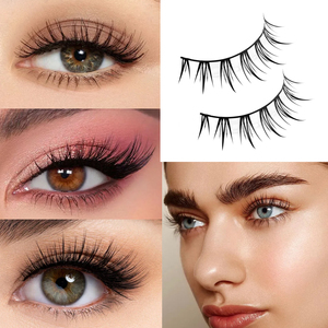 Ciglia ZYM-DBP-09 arricciate naturali sintetiche ecologiche ciglia a striscia intera in fibra chimica domestica vegana - Product Image 4