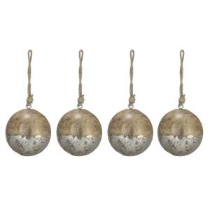DB D4 <b>Wood</b> Christmas <b>Ball</b> Ornaments Set of 4 Festive Decorative Hanging <b>Balls</b> for Holiday Party Tree Decorations - Product Image 2