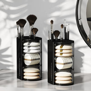 Boîte de rangement cosmétique rotative multi-niveaux U-Rightaesthetic avec tiroirs, organiseur de maquillage de bureau, couleur unie - Product Image 4