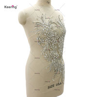 WDP-590 fait à la main nu strass perlé patchs pour vêtements coudre sur Sequin Applique avec strass robe patchs
