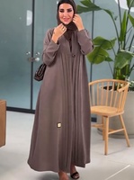 Abaya plissée ouverte élégante pour femme musulmane, respirante, à manches longues, style maxi, pour l'été et le printemps, tenue quotidienne islamique de Dubaï