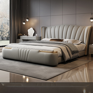 Oferta Especial <span class=keywords><strong>Camas</strong></span> Populares de Cuero Suave Tamaño King, Queen y Doble, Juego de <span class=keywords><strong>Muebles</strong></span> de Lujo Modernos para Dormitorio, Hogar y Hotel - Product Image 3