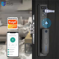 Tuya kunci pintu kayu/aluminium rumah pintar, Penyimpanan Data sidik jari & pengenalan wajah 3D tanpa kunci kontrol aplikasi masuk Wi-Fi Cloud