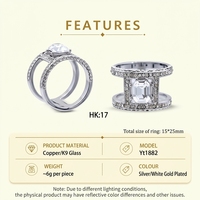 Bague en verre K9 argenté, plaqué or blanc sur cuivre, bijoux géométriques en cristal, double bande, bague tendance pour femmes