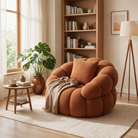 Moderner Bouclé-Einzelsessel Karamellbraun Akzent-Loungesessel Apartment Schlafzimmer Leseecke Möbel