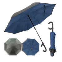 Parapluie inversé double couche anti-vent sans PFAS, pliable en 2, avec poignée en C, idéal pour les voyages et les cadeaux, vente en gros usine