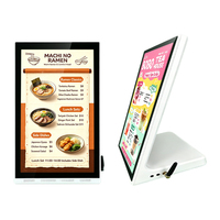 Écran LCD de menu numérique Android de type L de 15,6 pouces pour restaurant en chaîne, solution de lecture multimédia avec RJ45 LAN