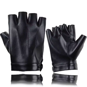 Vente chaude <span class=keywords><strong>gants</strong></span> de conduite demi-doigt <span class=keywords><strong>gants</strong></span> en cuir pour hommes du Pakistan doublure en polaire douce pour l'hiver portable toutes saisons noir - Product Image 5