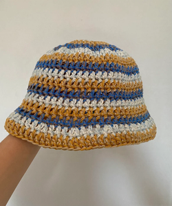 ユニセックス大人用かぎ針編みバケットハット100% ミルクコットン糸スタイリッシュな画像カジュアルパーティーアウトドア旅行用4シーズン使用 - Product Image 5