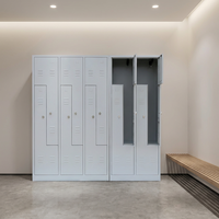 Casier en acier à 4 portes de grande capacité au design innovant, taille personnalisée, casier à vêtements en forme de Z pour le rangement public