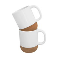 M R.R Sublimation blancs en gros 13oz Sublimation tasse avec base en bois anti-dérapant tasse à café avec base en liège LOGO personnalisé