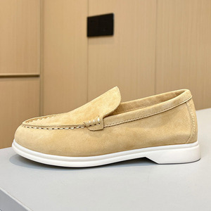 Pantuflas de Piel de Oveja, Diseño de Color Sólido, Suela de Goma, Cierre con Cordones, Forro de Cuero Genuino Cómodos Zapatos Casuales de Punta Plana Antideslizantes - Product Image 3