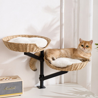 Lit de bureau pour chat gain de place avec couvercle souple amovible et cadre en acier, hamac pour chat double face, lit de table pliable et élégant pour animaux de compagnie
