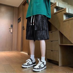 Shorts cargo d'été pour hommes 100% polyester Pantalons de sport décontractés Taille élastique Taille mi-haute Motif uni Tissage tricoté - Product Image 6