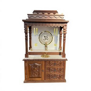 Brown Teak Wood Temple For Home Exclusive Handcarved Wooden Pooja <b>Mandir</b> Buy Best Selling Teak Wooden Hindu Home Pooja Unit - Product Image 6