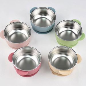 New 2026 304 Stainless Steel Toddler Bowl Removable Silicone Suction Sleeve Non Slip Double <b>Wall</b> Insulated Baby Feeding Set - Product Image 1