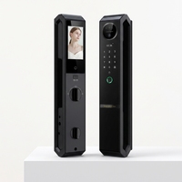 Cerradura Inteligente para Puerta de Aluminio con Reconocimiento Facial y Huella Dactilar, Videoportero, Tarjeta de Memoria, Almacenamiento en la Nube, Aplicación Tuya, Código de Contraseña, Wi-Fi