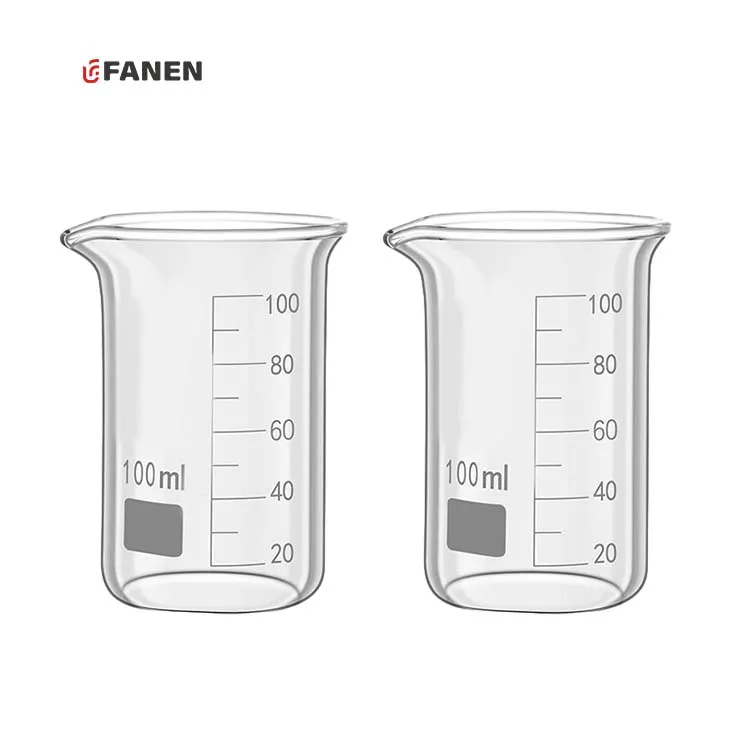 Fanen 100ml 3.3 yüksek Boro cam uzun boylu formu beher toptan Lab aparatı kimya ölçme Pyrex cam beher