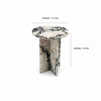 Table d'appoint ronde en marbre Calacatta Viola, mobilier de luxe pour la maison, table basse en pierre naturelle à piétement croisé pour villa et hôtel, OEM