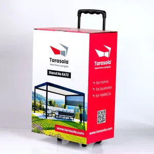 Corrugated Cardboard Roller Bag Paper Roll Trolley Box for Exhibition Eco Expo Box Trade Fair Show