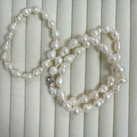 Collier de perles d'eau douce baroques en forme de gourde de 8-9 mm, perles cultivées naturelles, fermoir en argent S925, bijoux statement pour femmes