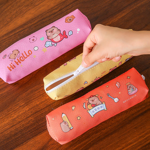 Trousse à crayons Capybara en PU grande capacité avec fermeture éclair, sac de papeterie scolaire et de bureau, style créatif, impression numérique - Product Image 2