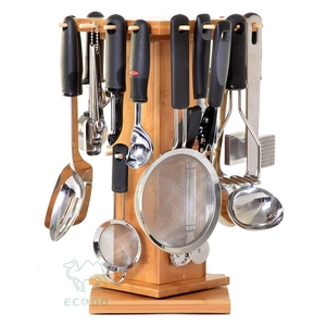 Bamboo Standing Type Utensil Holder for <b>Kitchen</b> Countertop Durable Multifunction Spoon Fork <b>Storage</b> Organizer - Product Image 6