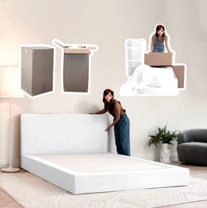 Комплект мягкой мебели: каркас кровати и настенный изголовье с обивкой из сжимаемого высокоплотного пенополиуретана, моющийся чехол, производство OEM/ODM - Product Image 1