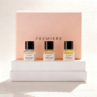 Coffret découverte de luxe en deux pièces contenant 3 flacons pour vernis à ongles 3ml/5ml/10ml, échantillons de parfum et d'huile