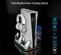 Manette de jeu avec éclairage RGB, joystick multifonctionnel, support de refroidissement, station de charge DC5V 800mah pour PS5