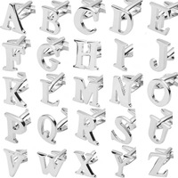 Vente en gros boutons de manchette brillants en acier créatif avec 26 lettres anglaises pour hommes, chemises pour occasions de mariage, pinces à cravate