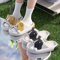 Mignon chien Corgi fille été mignon en plein air léger doux confortable salle de bain intérieure pantoufles antidérapantes