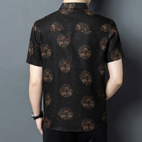 Chemise décontractée pour homme en soie de mûrier craquelée de style chinois, à motif floral, anti-boulochage, à manches courtes. Vente en gros disponible.