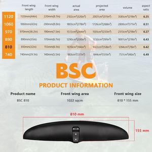 BSC เสาคาร์บอนประสิทธิภาพสูง810อุปกรณ์เสริมปีกด้านหน้าสำหรับกีฬาทางน้ำไฮโดรฟอยล์ - Product Image 2