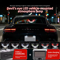 Lampe d'ambiance néon dynamique solaire LED, lumière de voiture œil de démon, décoration sans fil pour pare-brise avec ventouse et capteur de voiture