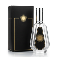 Flacon de parfum vide personnalisé en verre 50 ml, corps facetté, capuchon argenté, flacon atomiseur rechargeable avec boîte cadeau rose, vente en gros
