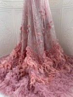 Fabricant de tissus en fausse plume personnalisés, tissus en dentelle brodée de sequins floraux africains