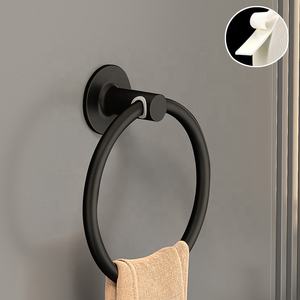 Unieke Keuken Badkamer Aluminium Wandmontage Hout Zelfklevende Houder Badkamer Handdoekrek Hanger Handdoek Ring Houders - Product Image 2
