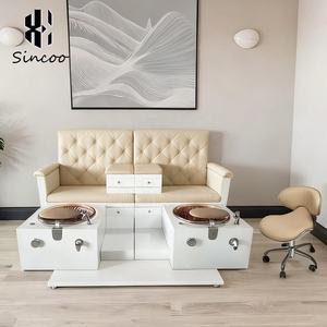 Sillón de Pedicura con Baño de Pies de Vidrio Estilo Europeo, Bomba de Drenaje, Compartimentos de Almacenamiento, Lámpara LED de 7 Colores para Salón de Uñas y Spa - Product Image 3