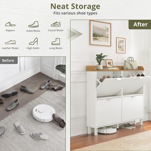 <strong>Shoe</strong> Cabinet with 4 Flip Drawers, 19cm Large <strong>Shoe</strong> Storage Unit for Entryway, Narrow Hallway <strong>Shoe</strong> Cupboard with Top Shelf - Product Image 5