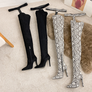 Nouvelles Bottes Femme de Luxe à Talon Aiguille, Longues au-dessus du Genou, en Similicuir Serpent, Style Tendance - Product Image 3