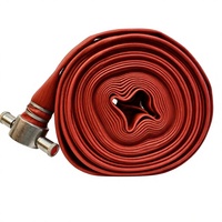 Tuyau d'incendie flexible plat de 2,5 pouces * 30 mètres, tuyau d'incendie en caoutchouc rouge avec raccords standard, dispositif d'extinction d'incendie