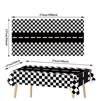 Nappe jetable en plastique à carreaux noir et blanc pour décoration de fête de Thanksgiving, anniversaire, Ramadan, Diwali, Nouvel An
