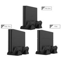 Support de Charge Vertical pour Console PS4 avec Double Chargeur, Hub USB 3 Ports, Dissipation de la Chaleur et Étagère pour Jeux
