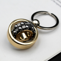 Porte-clés de luxe personnalisé avec logo, en acier inoxydable plaqué or 3D, rotatif avec roulement à billes, cadeau idéal