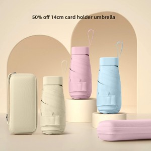 Parasol de protection UV compact à double usage Portable pour porte-carte parapluie soleil/pluie avec 5 plis pour cadeaux d'affaires pliants - Product Image 3