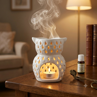 Brûleur d'huile en céramique en gros en forme de hibou pour la décoration intérieure, chauffe-huile personnalisé pour bougie chauffe-plat