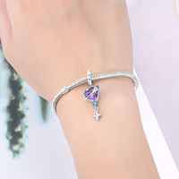 Breloques en zircon Ciel, Soleil, Lune, Étoile et Cartes de Tarot, en cuivre plaqué argent, perles pour bracelets DIY, pour bracelets européens, vente en gros