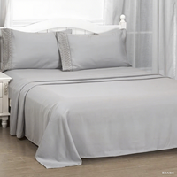 Parure de lit de luxe en microfibre tissée brodée unie, respirante et personnalisable – Ultra douce, anti-plis et anti-décoloration, 4 pièces, taille King